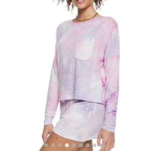 Roxy Sunshine Spirit Tie Dye Lounge Set Sweatshirt Shorts Medium